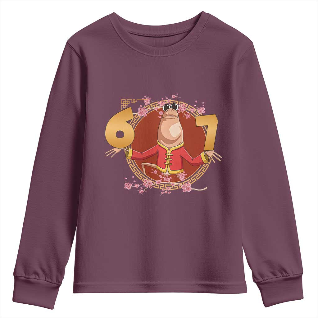 Funny Marcus The Worm Six Seven Lunar New Year Meme Youth Sweatshirt TS12 Maroon Print Your Wear