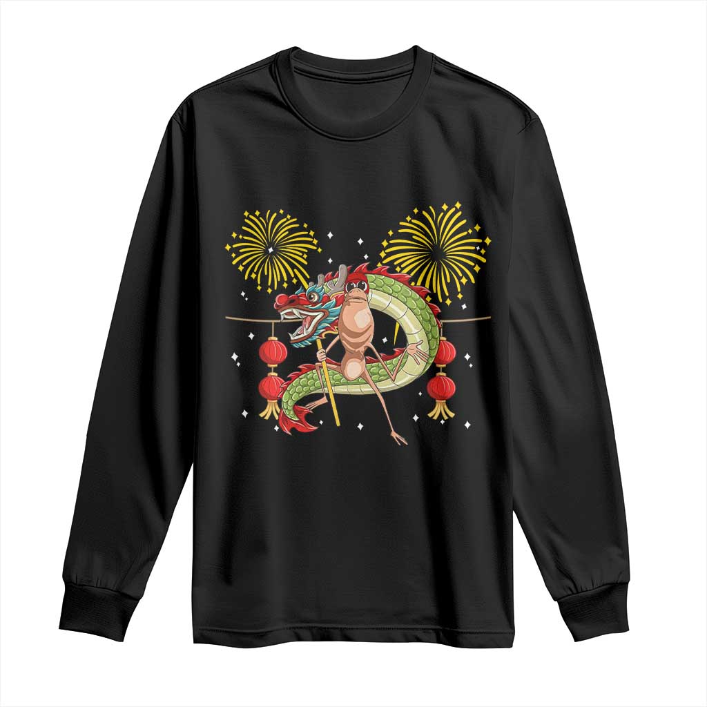 Funny Marcus The Worm Meme Long Sleeve Shirt Viral Lunar New Year TS12 Black Print Your Wear
