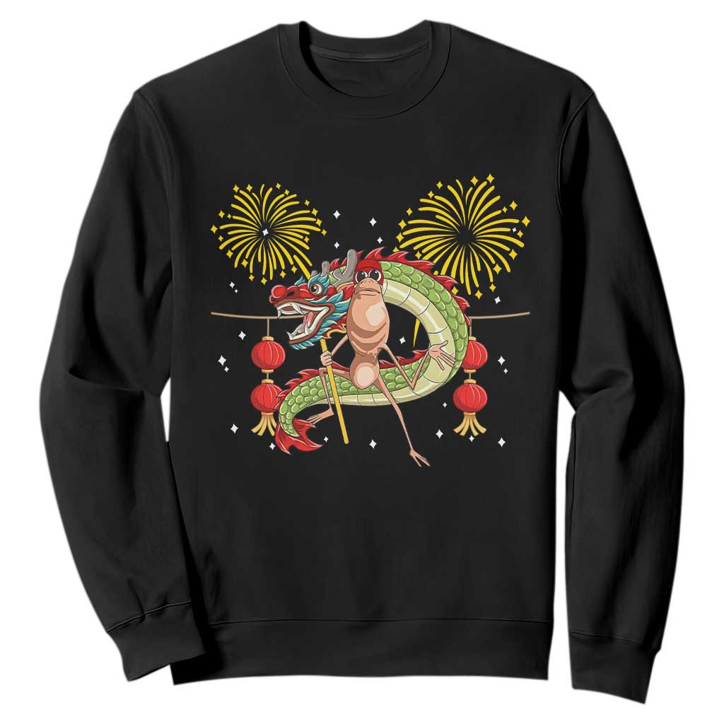 Funny Marcus The Worm Meme Sweatshirt Viral Lunar New Year TS12 Black Print Your Wear