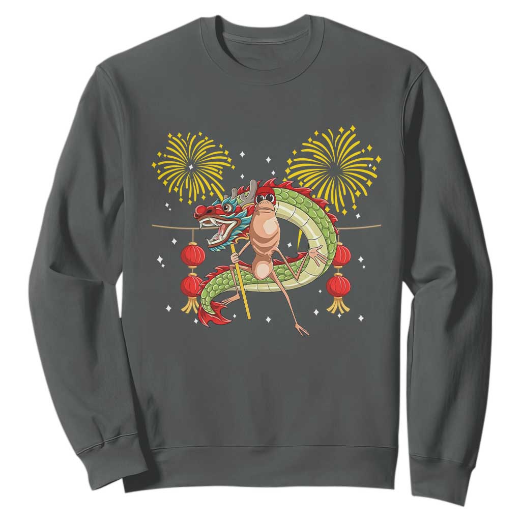 Funny Marcus The Worm Meme Sweatshirt Viral Lunar New Year TS12 Dark Heather Print Your Wear