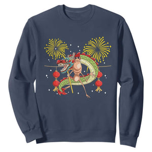 Funny Marcus The Worm Meme Sweatshirt Viral Lunar New Year TS12 Navy Print Your Wear
