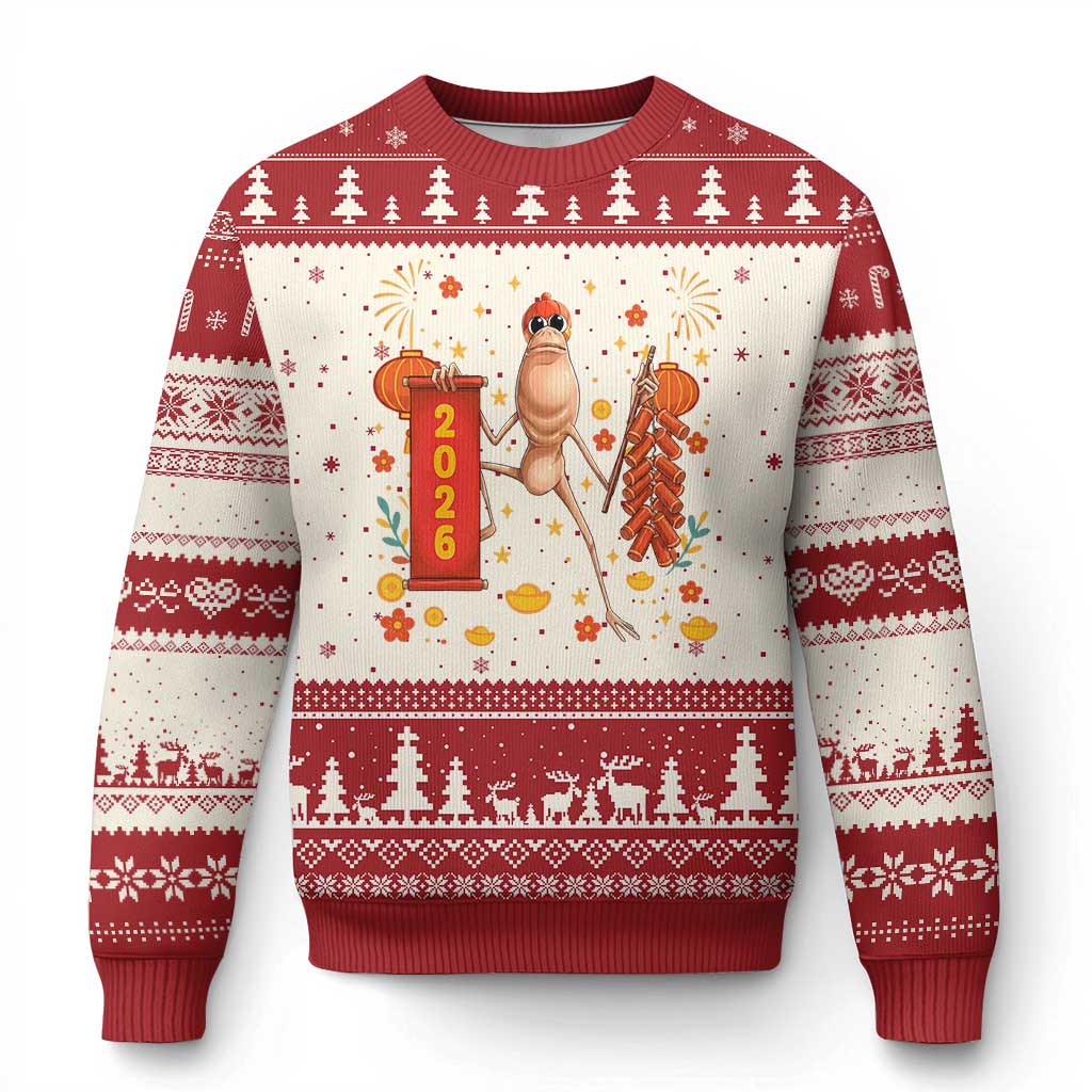 Marcus The Worm Lunar New Year Meme Ugly Christmas Sweater Trendy Gag Gift TS12 Beige Red Print Your Wear