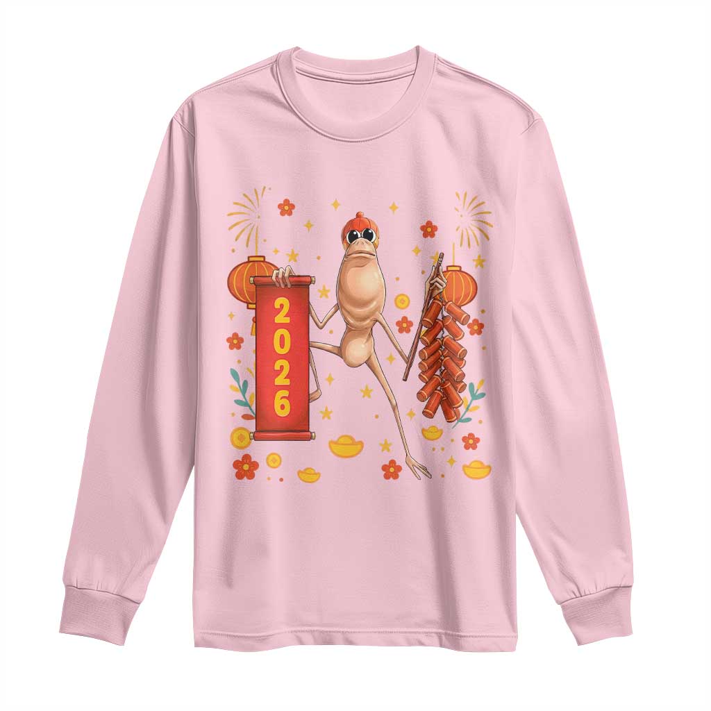 Marcus The Worm Lunar New Year Meme Long Sleeve Shirt Trendy Gag Gift TS12 Light Pink Print Your Wear