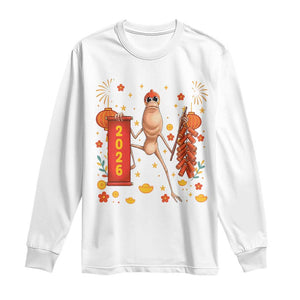 Marcus The Worm Lunar New Year Meme Long Sleeve Shirt Trendy Gag Gift TS12 White Print Your Wear