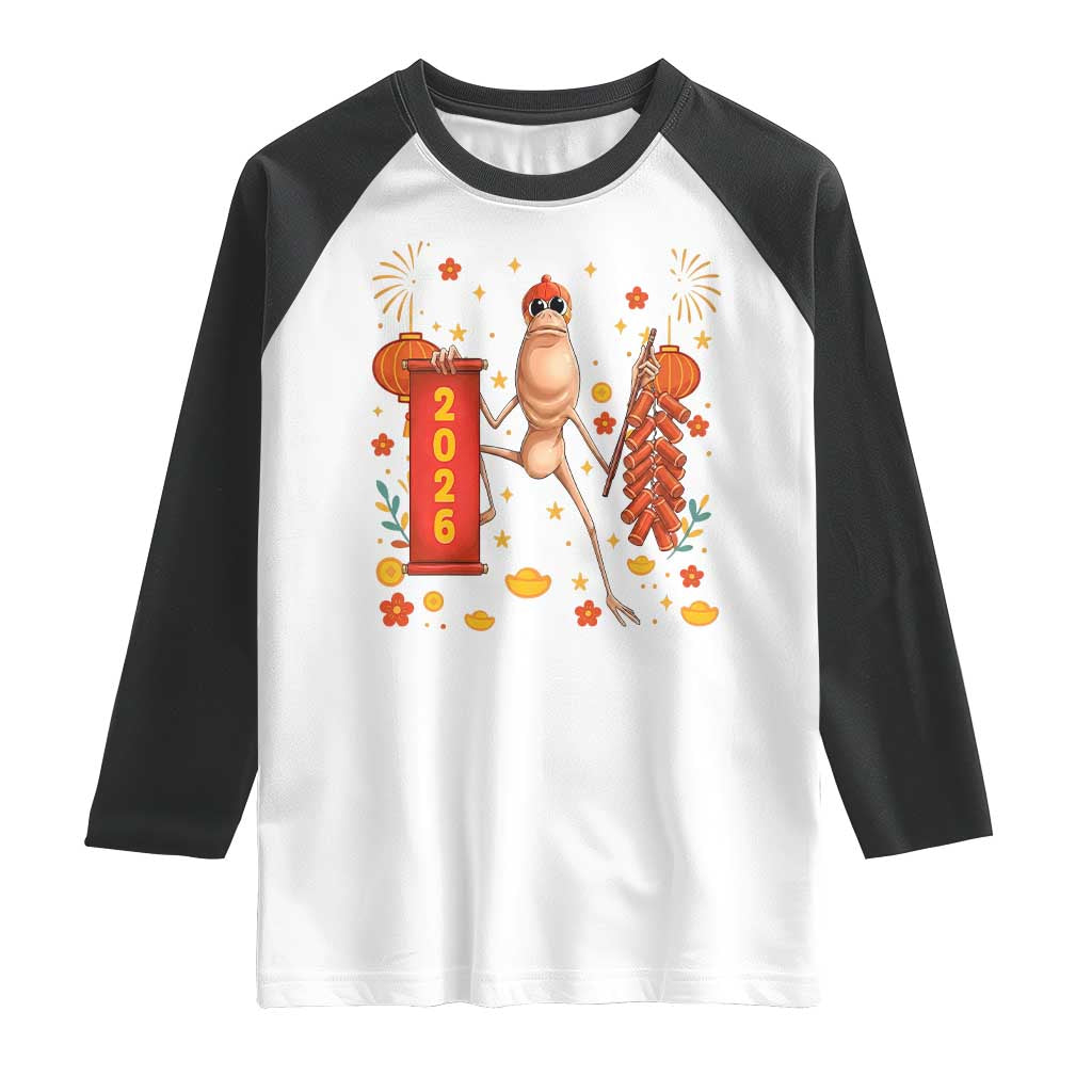 Marcus The Worm Lunar New Year Meme Raglan Shirt Trendy Gag Gift TS12 White Black Print Your Wear