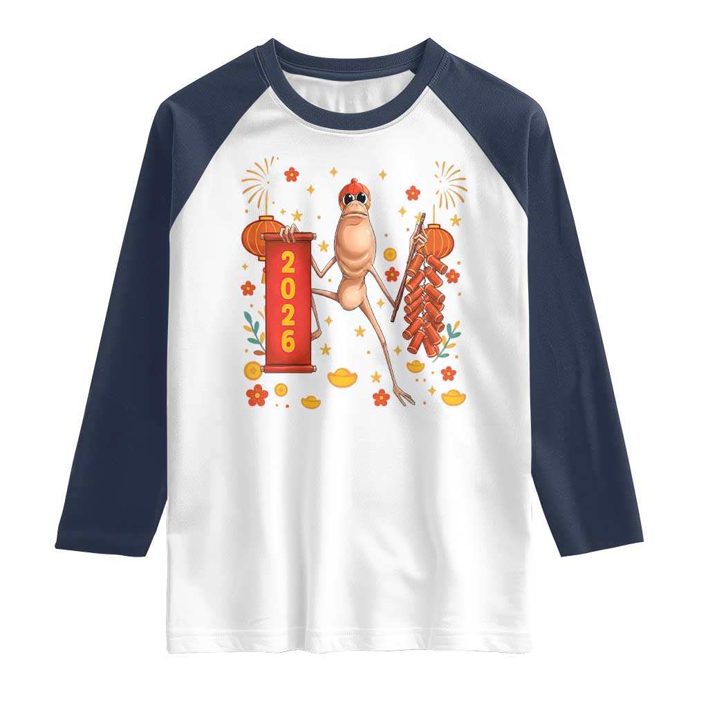 Marcus The Worm Lunar New Year Meme Raglan Shirt Trendy Gag Gift TS12 White Navy Print Your Wear