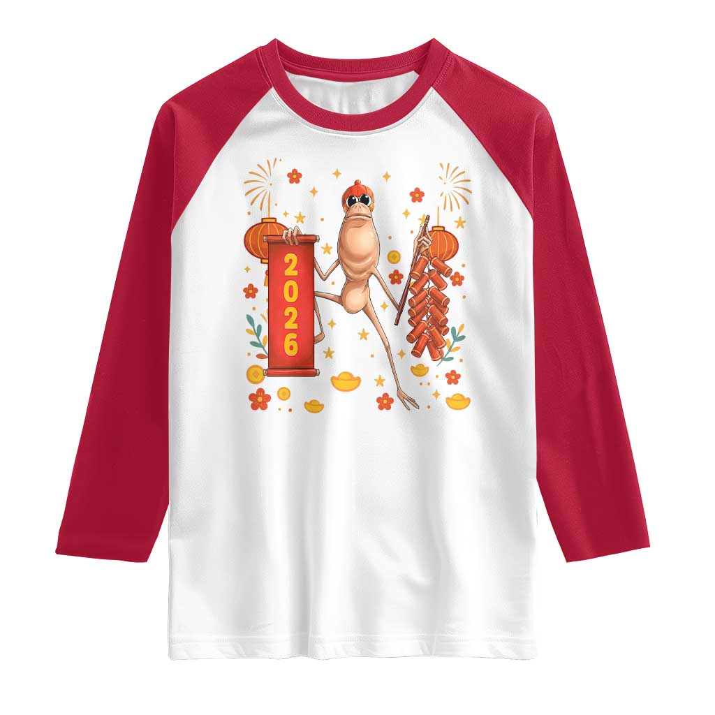 Marcus The Worm Lunar New Year Meme Raglan Shirt Trendy Gag Gift TS12 White Red Print Your Wear