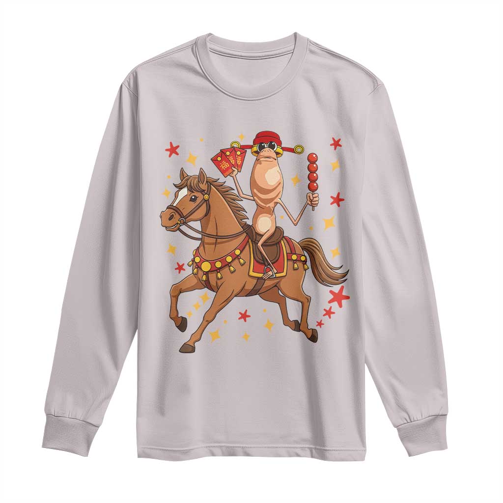 Funny Marcus The Worm Lunar New Year Long Sleeve Shirt Viral Meme TS12 Ice Gray Print Your Wear
