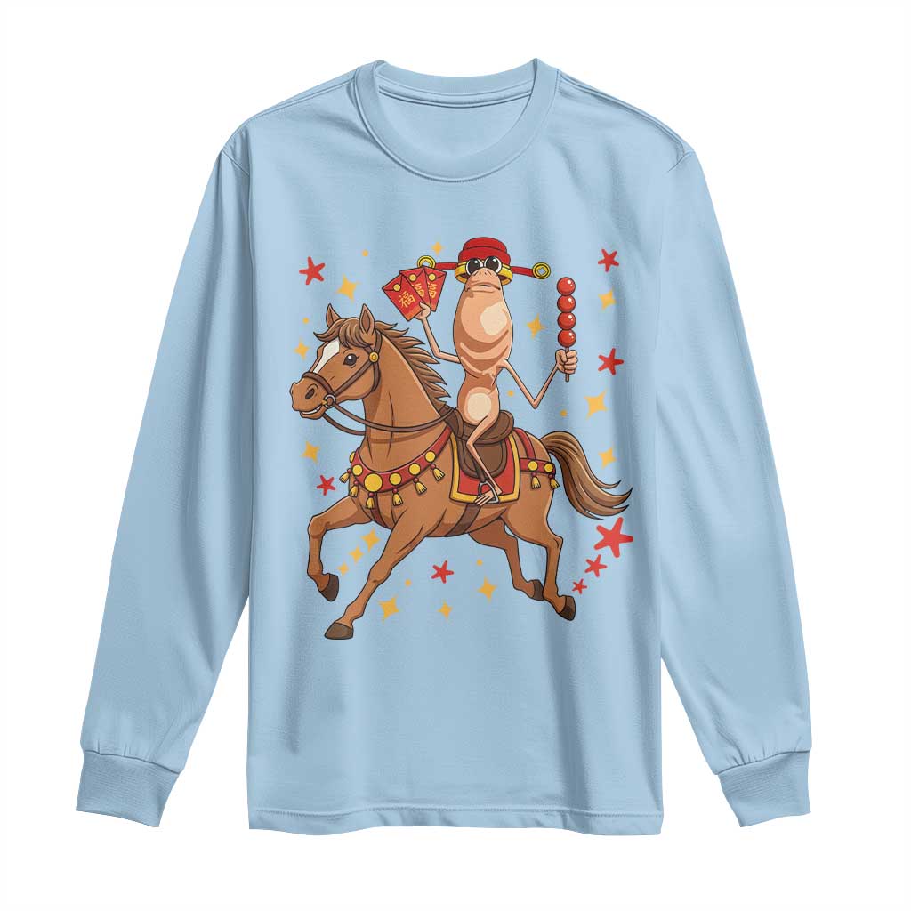 Funny Marcus The Worm Lunar New Year Long Sleeve Shirt Viral Meme TS12 Light Blue Print Your Wear
