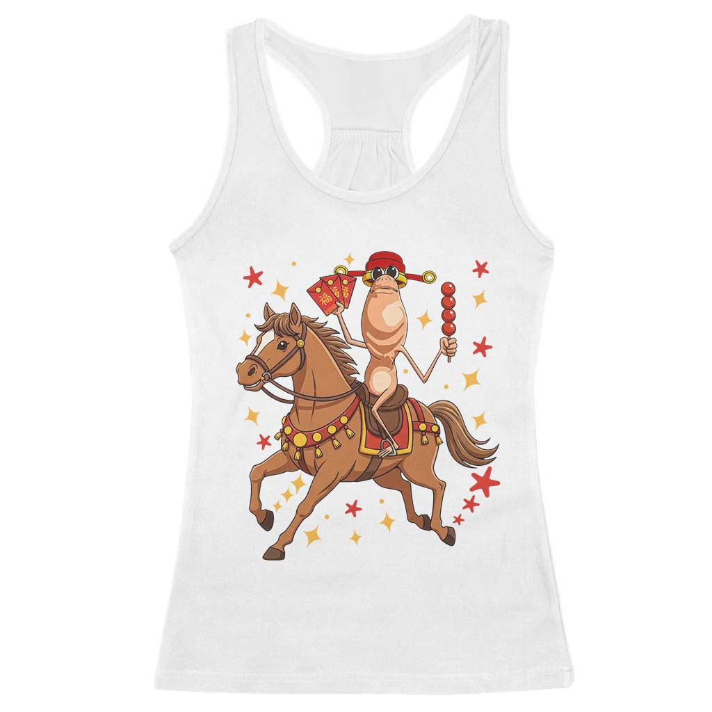 Funny Marcus The Worm Lunar New Year Racerback Tank Top Viral Meme TS12 White Print Your Wear