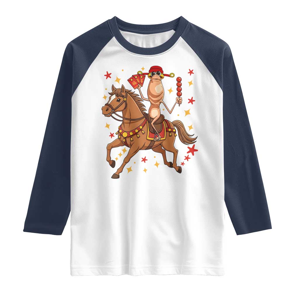 Funny Marcus The Worm Lunar New Year Raglan Shirt Viral Meme TS12 White Navy Print Your Wear