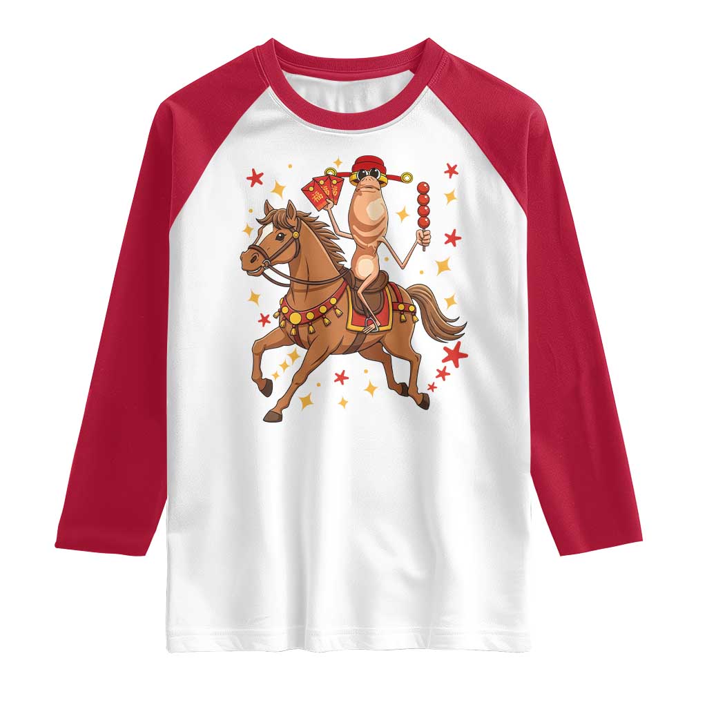 Funny Marcus The Worm Lunar New Year Raglan Shirt Viral Meme TS12 White Red Print Your Wear