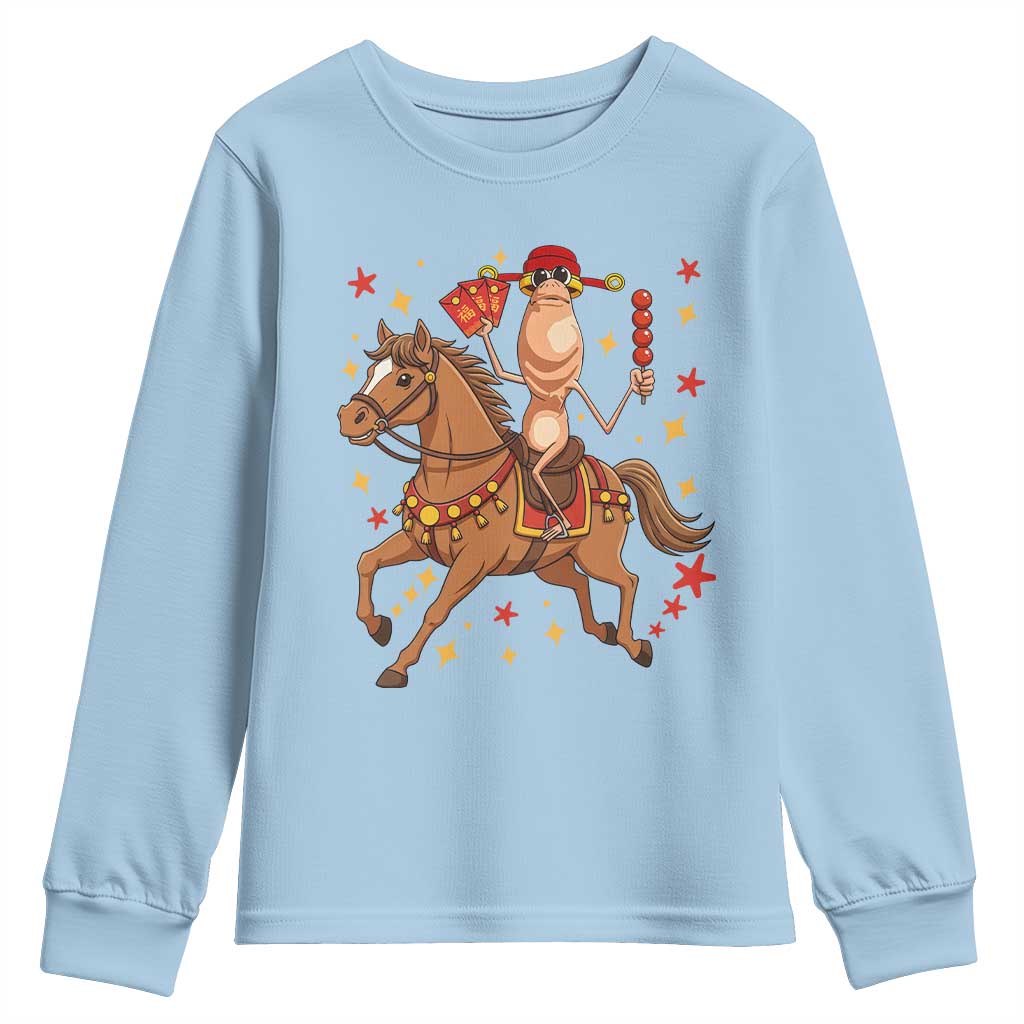 Funny Marcus The Worm Lunar New Year Youth Sweatshirt Viral Meme TS12 Light Blue Print Your Wear