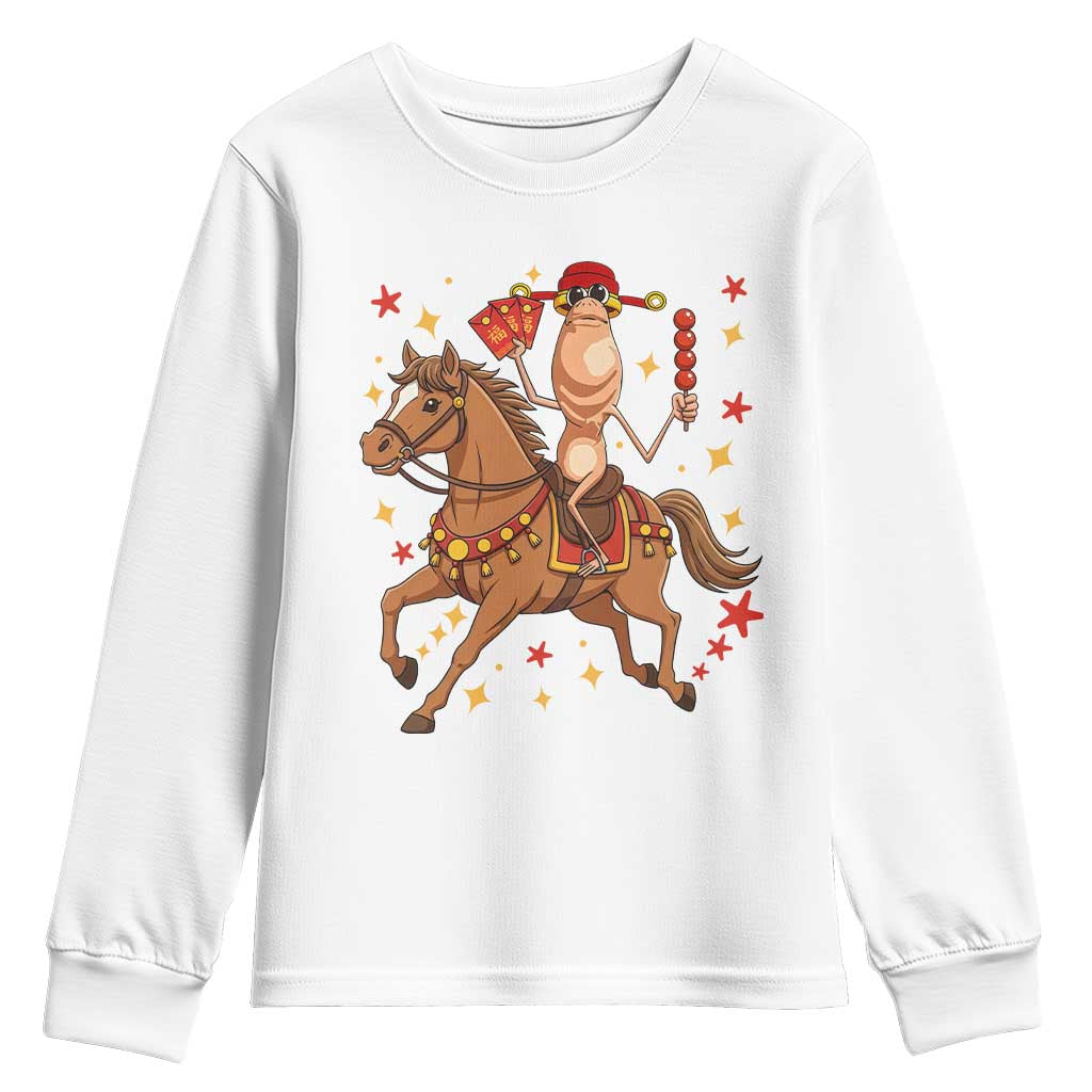 Funny Marcus The Worm Lunar New Year Youth Sweatshirt Viral Meme TS12 White Print Your Wear