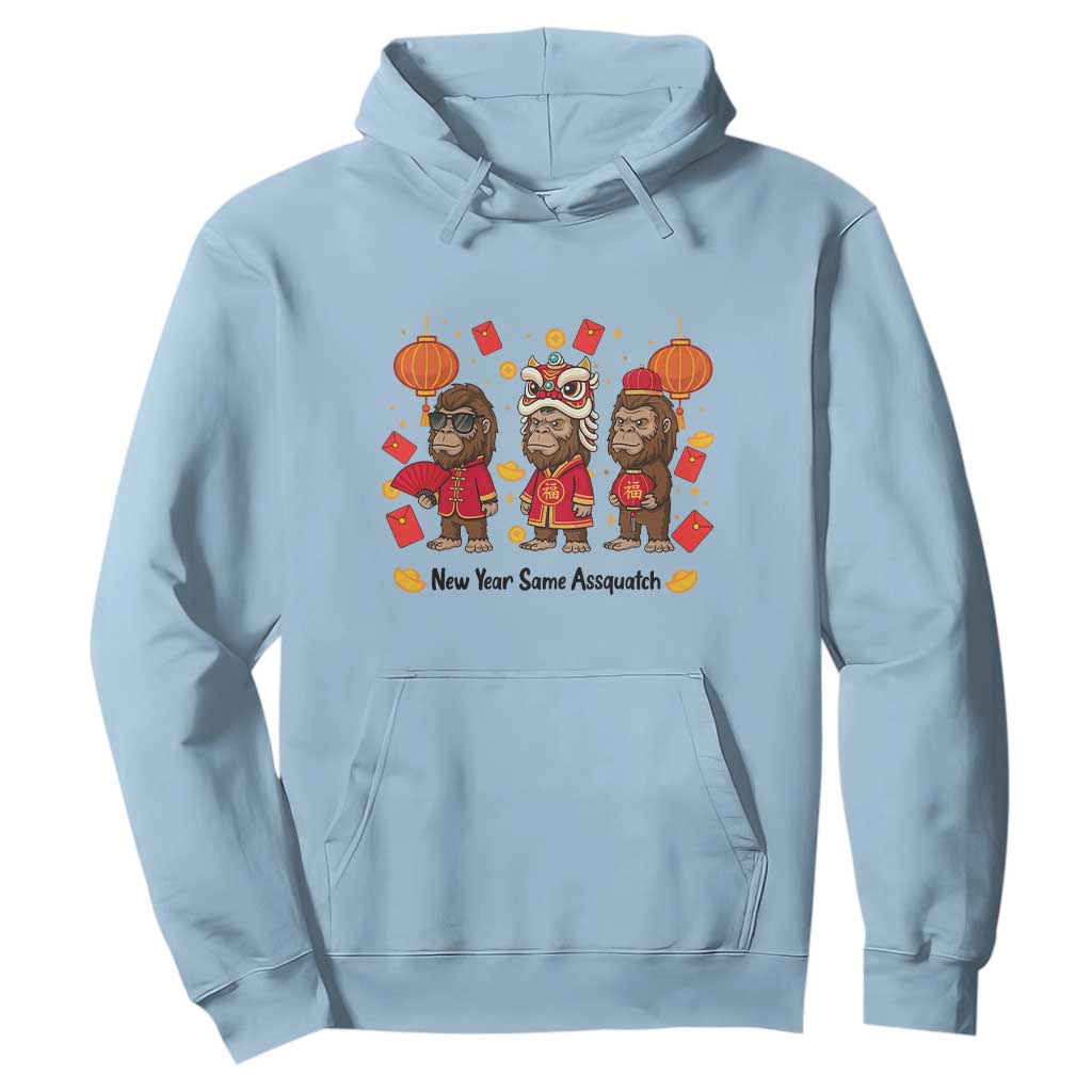Funny New Year Same Assquatch Hoodie Bigfoot Lover TS12 Light Blue Print Your Wear