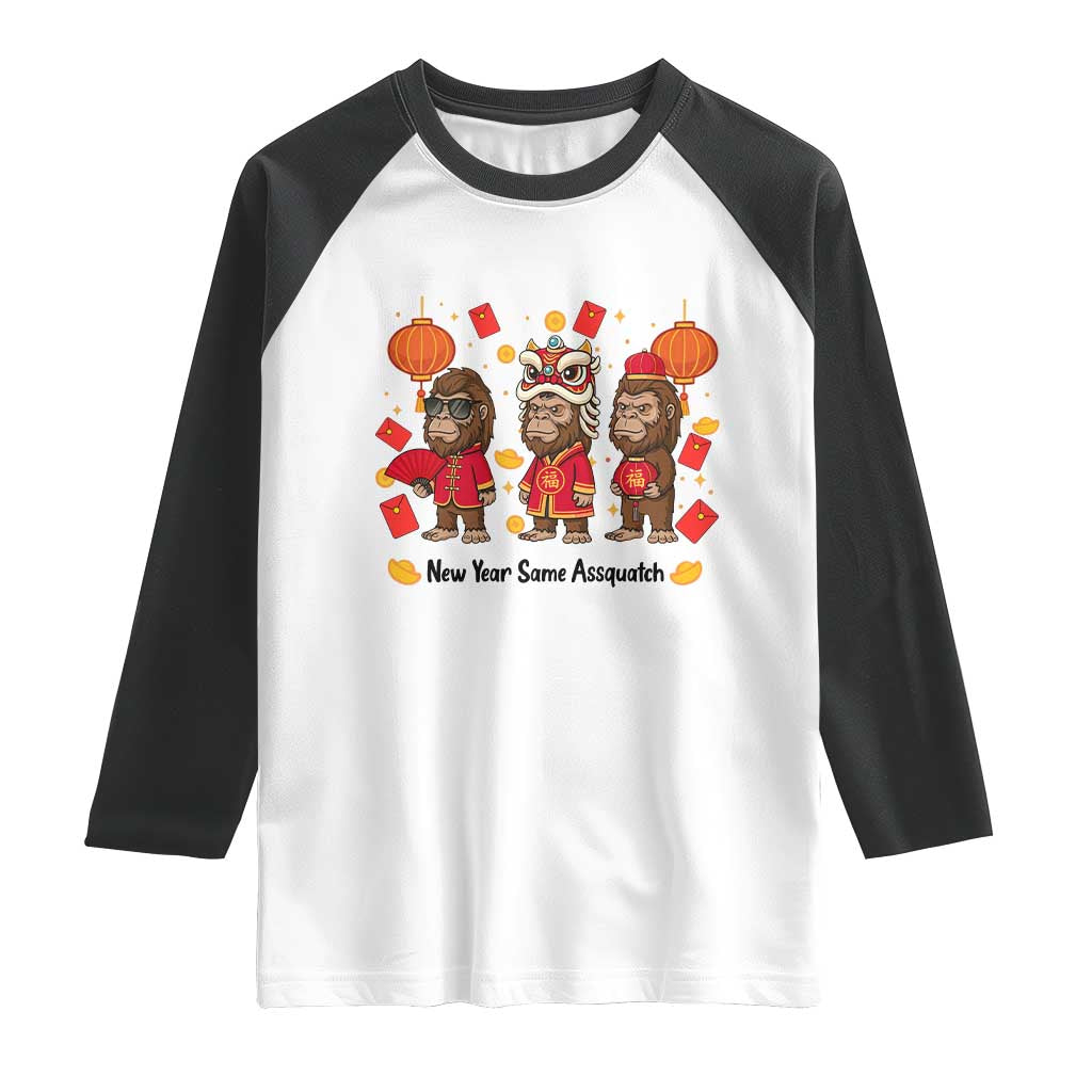 Funny New Year Same Assquatch Raglan Shirt Bigfoot Lover TS12 White Black Print Your Wear