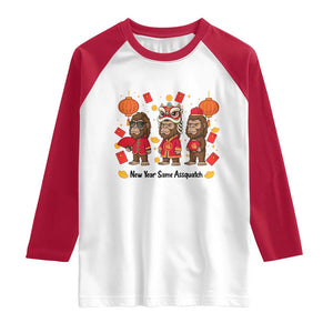 Funny New Year Same Assquatch Raglan Shirt Bigfoot Lover TS12 White Red Print Your Wear