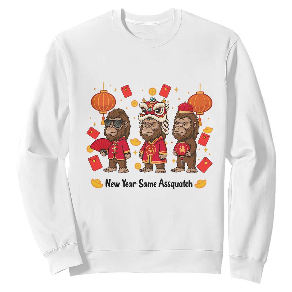 Funny New Year Same Assquatch Sweatshirt Bigfoot Lover TS12 White Print Your Wear