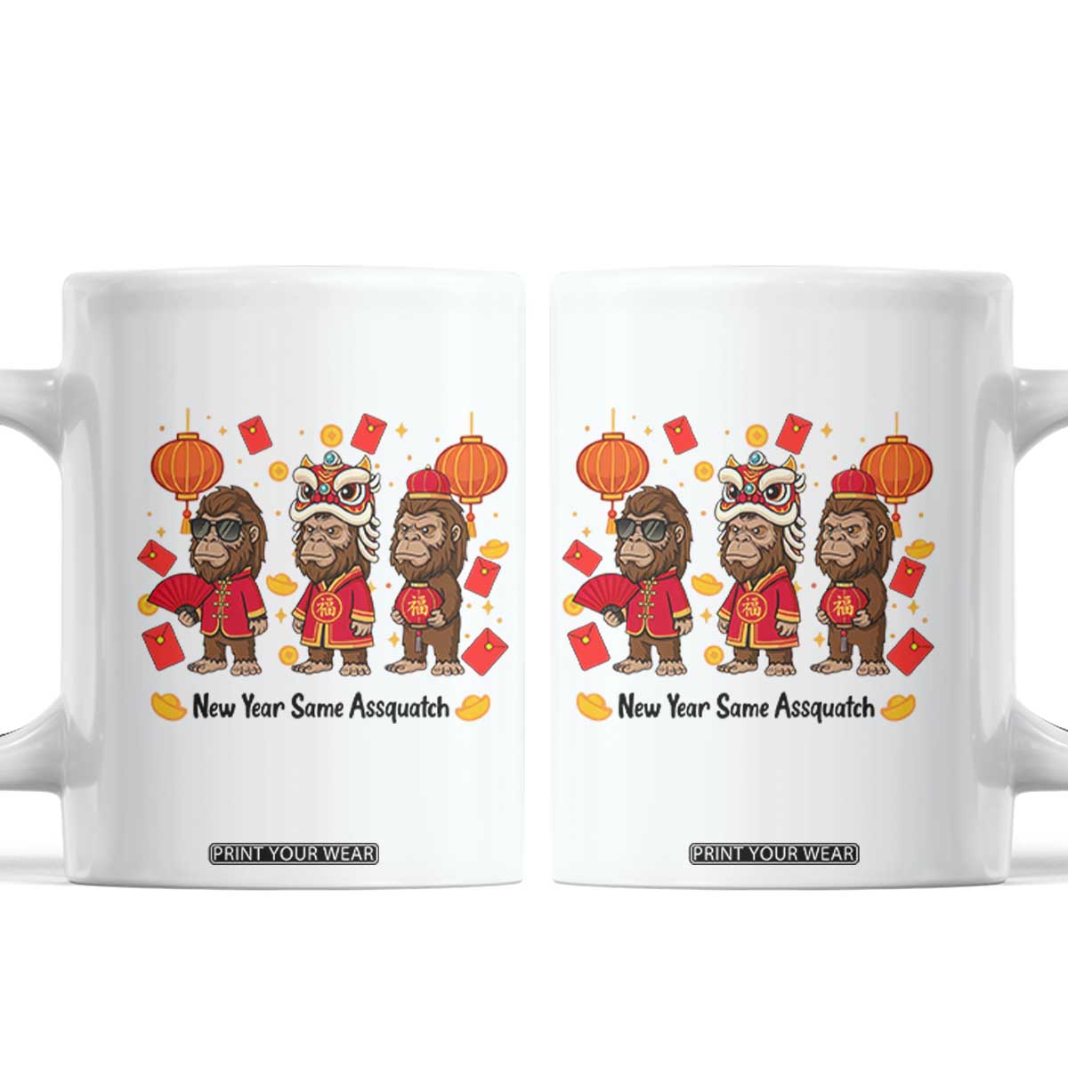 Funny New Year Same Assquatch Coffee Mug Bigfoot Lover TS12 White Print Your Wear