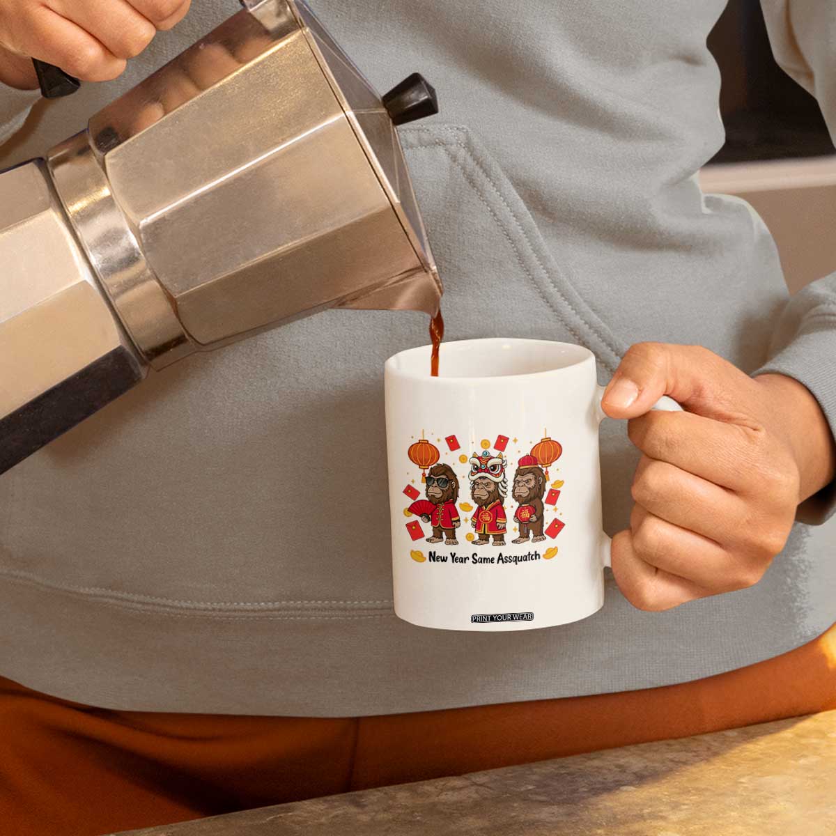 Funny New Year Same Assquatch Coffee Mug Bigfoot Lover TS12 Print Your Wear