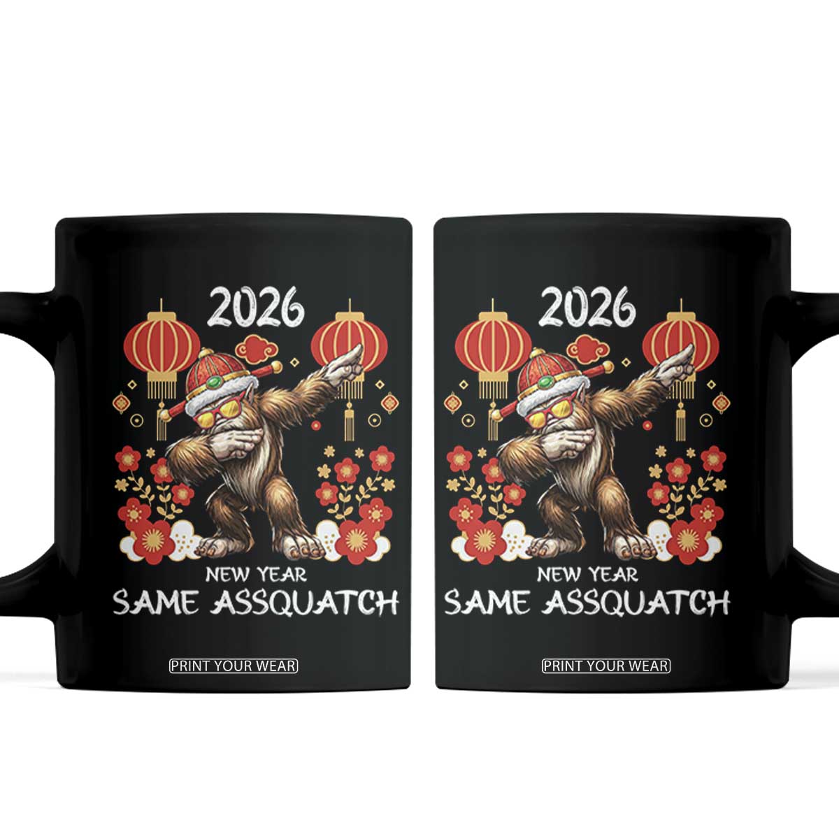 Bigfoot Lunar New Year Coffee Mug Funny Same Assquatch TS12 Black Print Your Wear