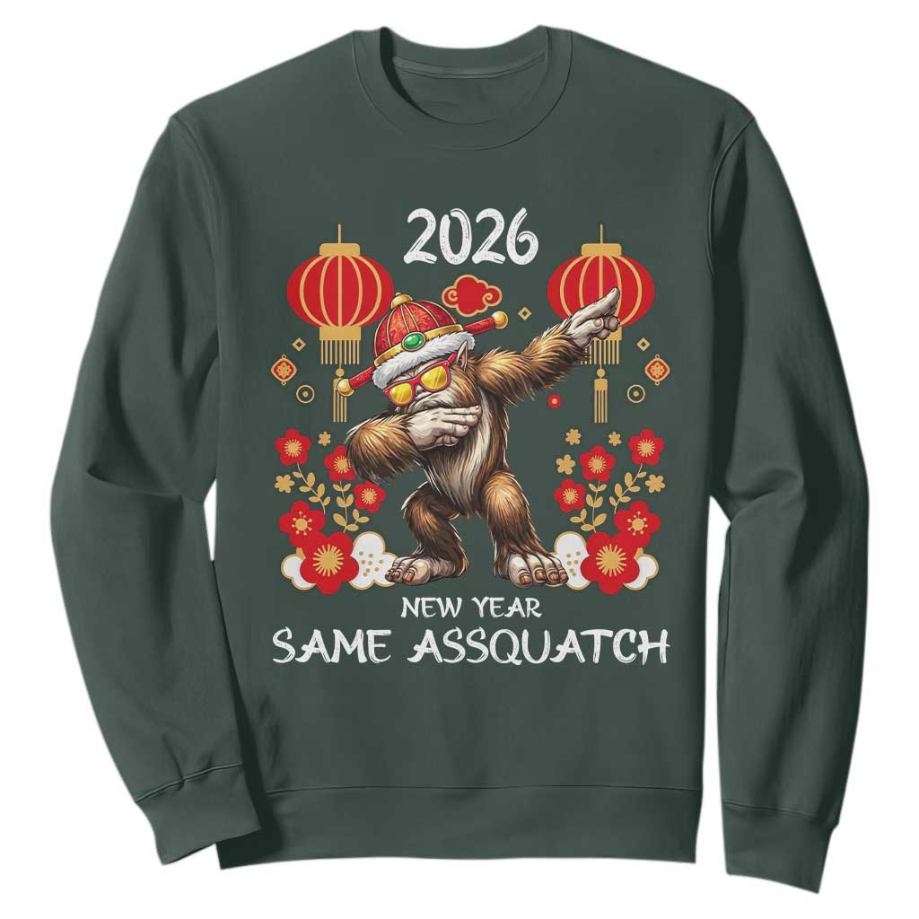Bigfoot Lunar New Year Sweatshirt Funny Same Assquatch TS12 Dark Forest Green Print Your Wear