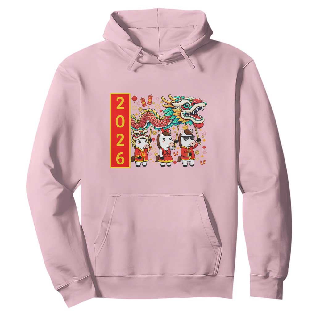 Cute Horse Dragon Dance Hoodie Lunar New Year TS12 Light Pink Print Your Wear