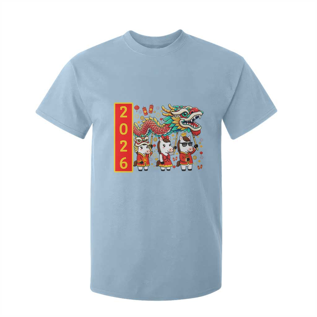 Cute Horse Dragon Dance T Shirt For Kid Lunar New Year TS12 Light Blue Print Your Wear