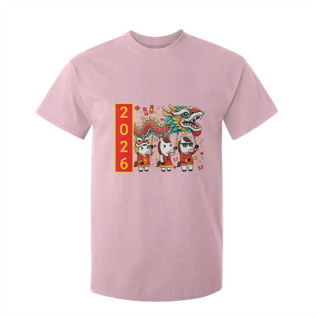 Cute Horse Dragon Dance T Shirt For Kid Lunar New Year TS12 Light Pink Print Your Wear