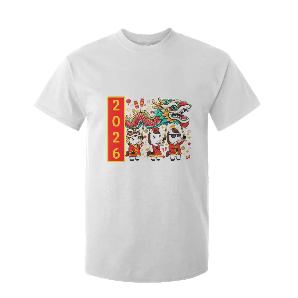 Cute Horse Dragon Dance T Shirt For Kid Lunar New Year TS12 White Print Your Wear