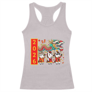 Cute Horse Dragon Dance Racerback Tank Top Lunar New Year TS12 Ice Gray Print Your Wear