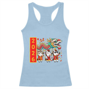 Cute Horse Dragon Dance Racerback Tank Top Lunar New Year TS12 Light Blue Print Your Wear