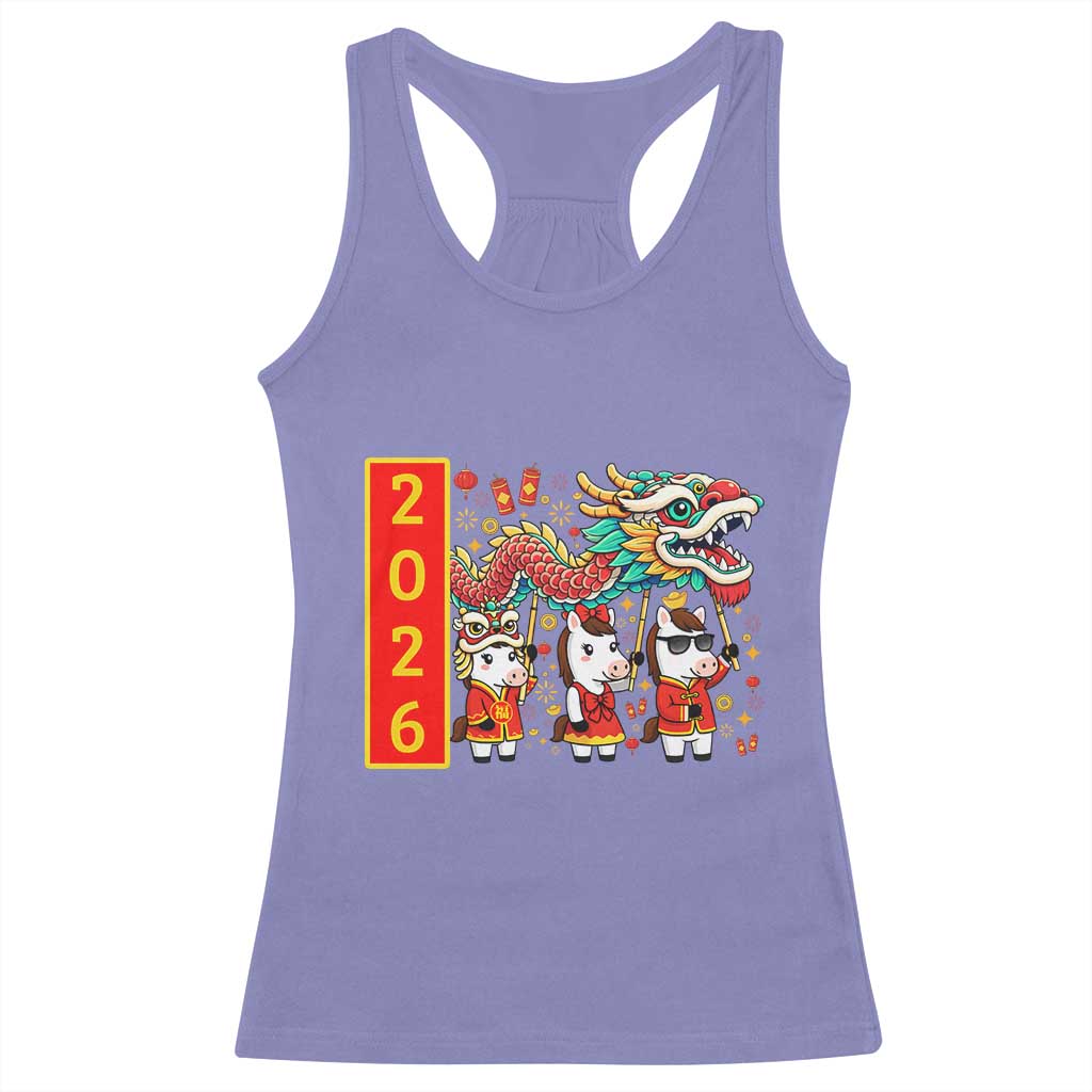 Cute Horse Dragon Dance Racerback Tank Top Lunar New Year TS12 Violet Print Your Wear