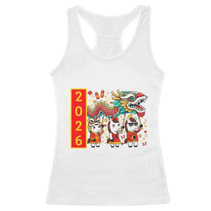 Cute Horse Dragon Dance Racerback Tank Top Lunar New Year TS12 White Print Your Wear