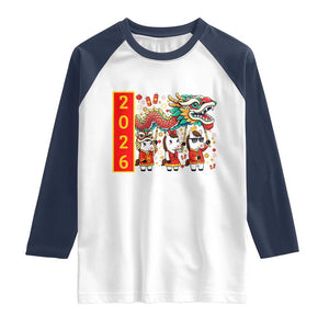 Cute Horse Dragon Dance Raglan Shirt Lunar New Year TS12 White Navy Print Your Wear