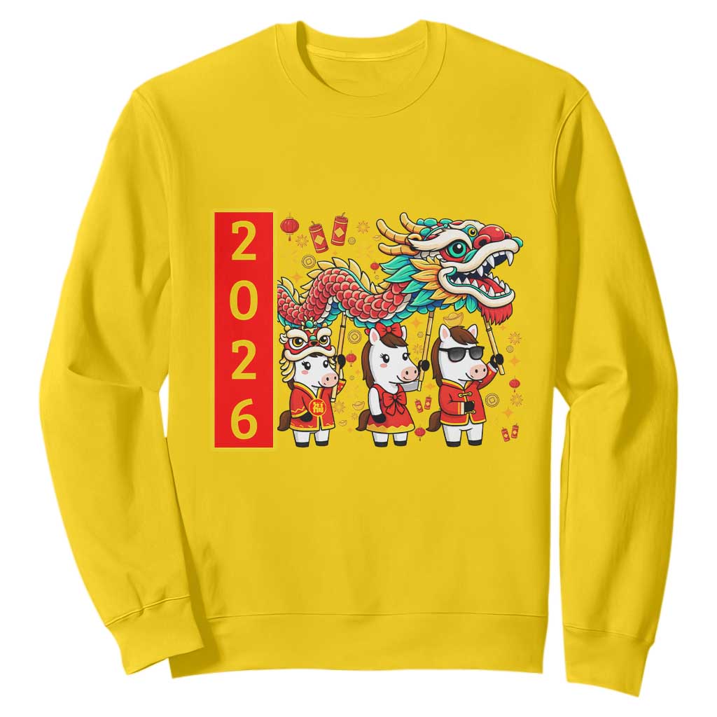 Cute Horse Dragon Dance Sweatshirt Lunar New Year TS12 Daisy Print Your Wear