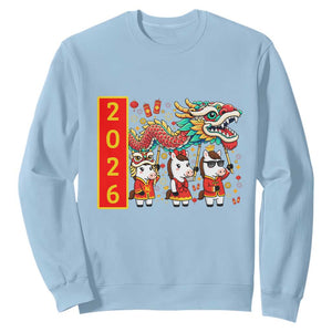 Cute Horse Dragon Dance Sweatshirt Lunar New Year TS12 Light Blue Print Your Wear