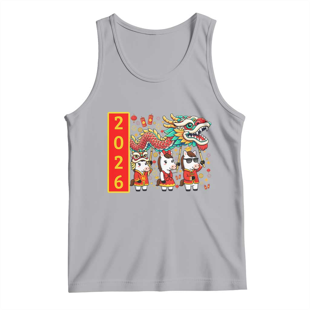 Cute Horse Dragon Dance Tank Top Lunar New Year TS12 Athletic Heather Print Your Wear