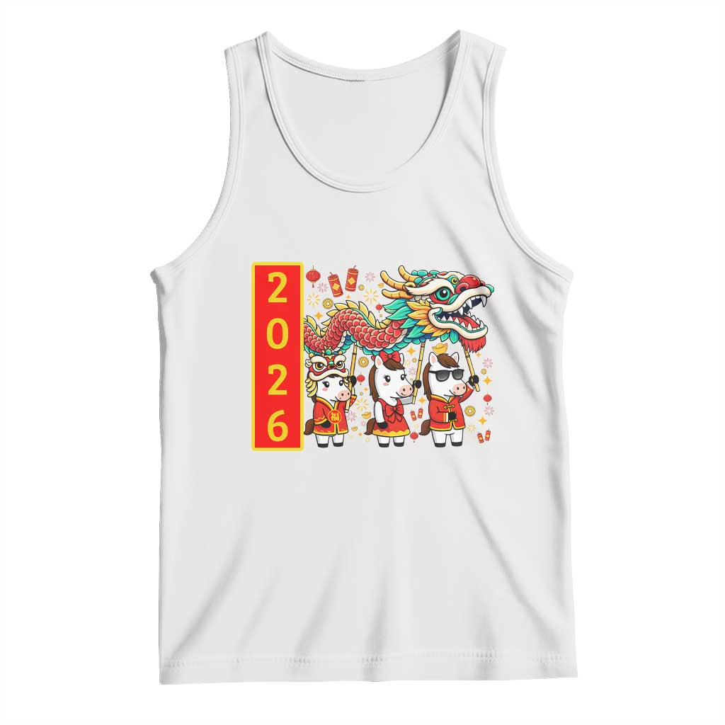 Cute Horse Dragon Dance Tank Top Lunar New Year TS12 White Print Your Wear