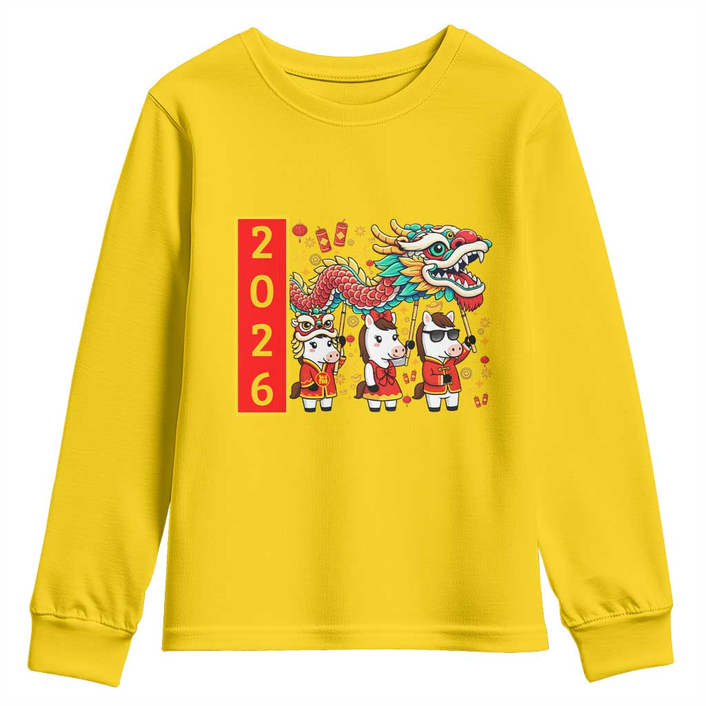 Cute Horse Dragon Dance Youth Sweatshirt Lunar New Year TS12 Daisy Print Your Wear