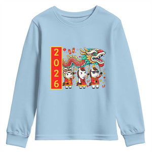 Cute Horse Dragon Dance Youth Sweatshirt Lunar New Year TS12 Light Blue Print Your Wear