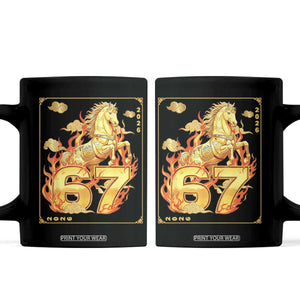 Funny Horse Six Seven Meme Coffee Mug Happy Lunar New Year TS12 Black Print Your Wear