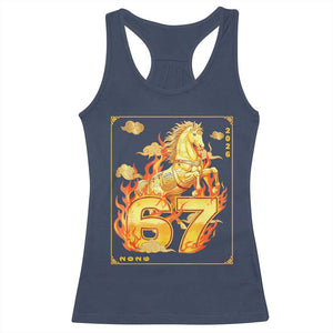 Funny Horse Six Seven Meme Racerback Tank Top Happy Lunar New Year TS12 Navy Print Your Wear