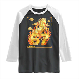 Funny Horse Six Seven Meme Raglan Shirt Happy Lunar New Year TS12 Black White Print Your Wear