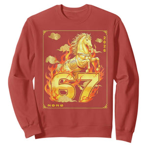 Funny Horse Six Seven Meme Sweatshirt Happy Lunar New Year TS12 Red Print Your Wear