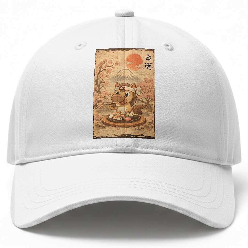 Funny Horse Eating Sushi Baseball Cap Japanese Noodle Lover TS12 Print Your Wear