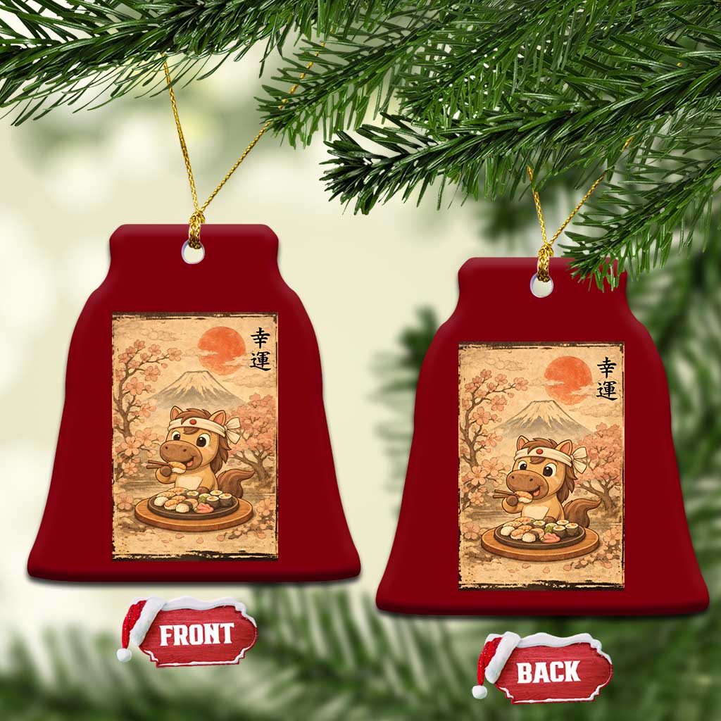 Funny Horse Eating Sushi Ceramic Ornament Japanese Noodle Lover TS12 Print Your Wear
