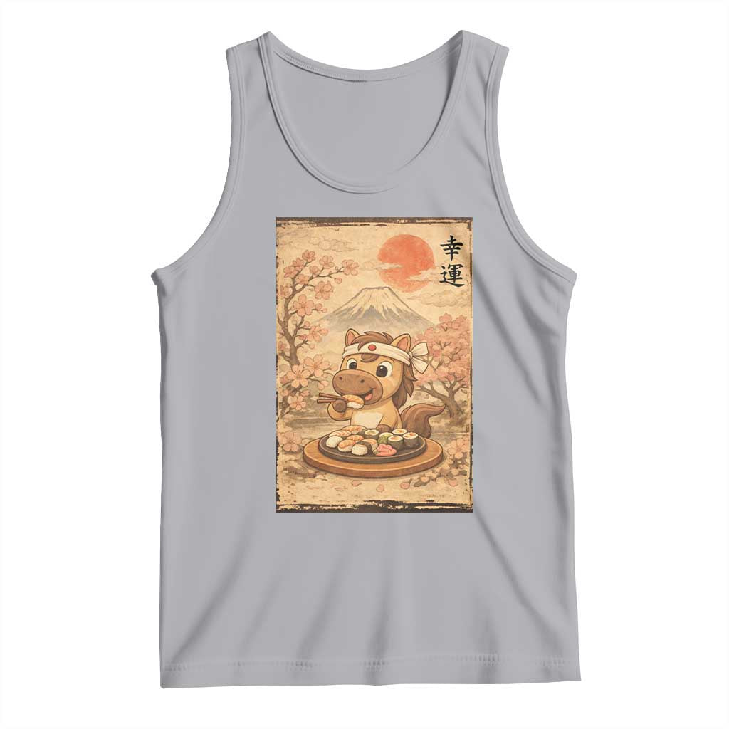 Funny Horse Eating Sushi Tank Top Japanese Noodle Lover TS12 Athletic Heather Print Your Wear