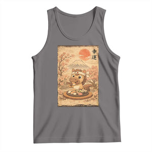 Funny Horse Eating Sushi Tank Top Japanese Noodle Lover TS12 Deep Heather Print Your Wear