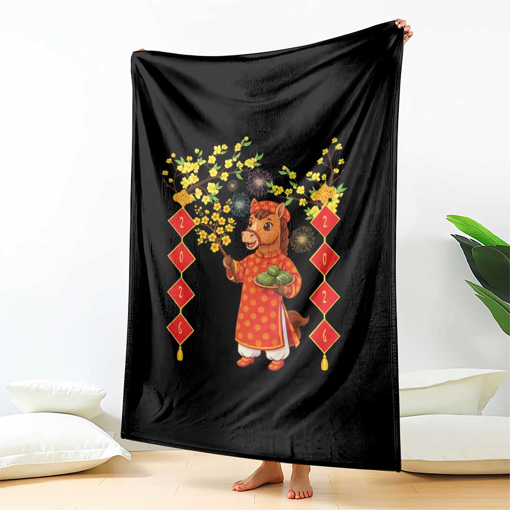 Funny Tet Holiday Throw Blanket Cute Horse In Ao Dai TS12 Print Your Wear